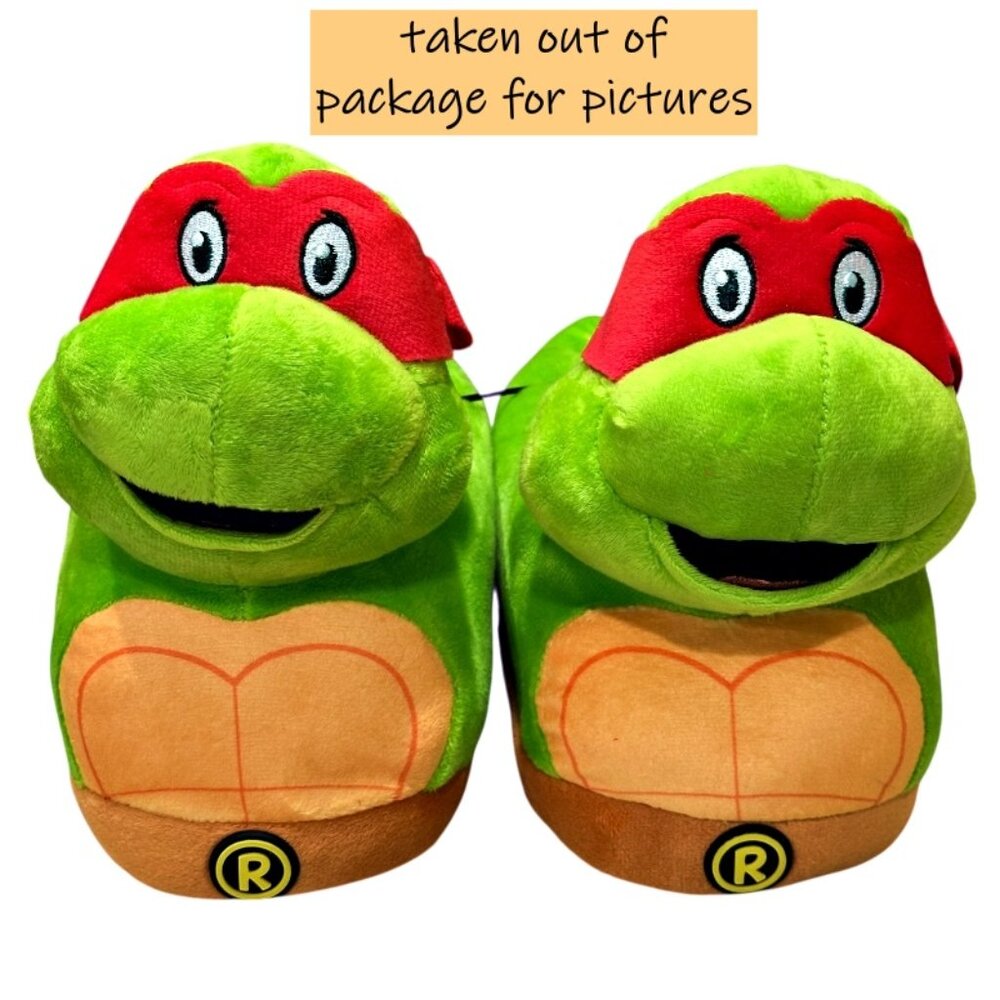 NEW Teenage Mutant Ninja Turtles Raphael Boys Slippers Size 5 Nickelodeon Plush